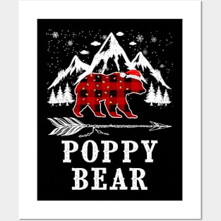 Poppy Bear Christmas Red Plaid Buffalo Family Pajama Funny Posters and Art